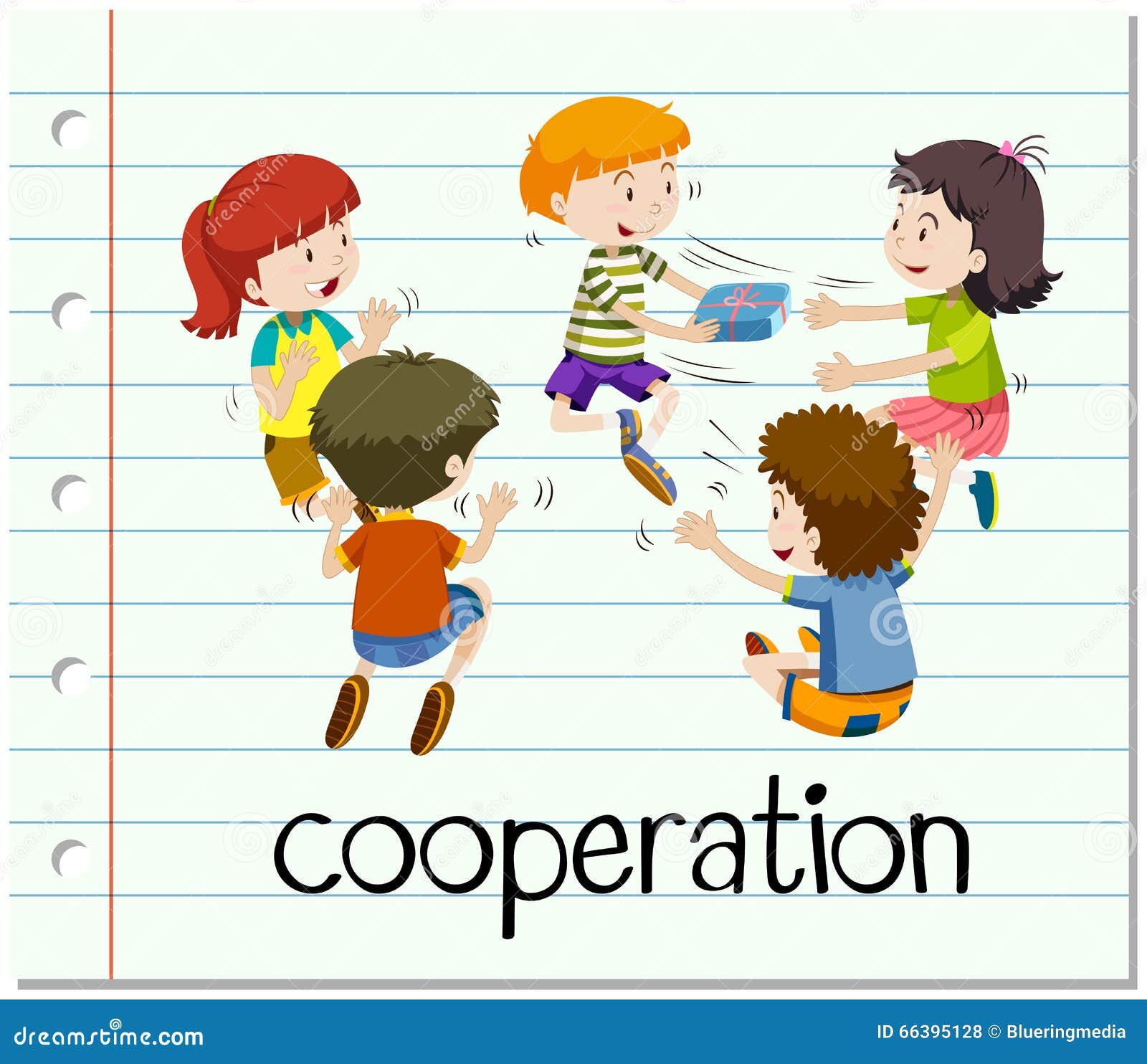 Tarjeta De La Palabra Con La Cooperación Ilustración del Vector