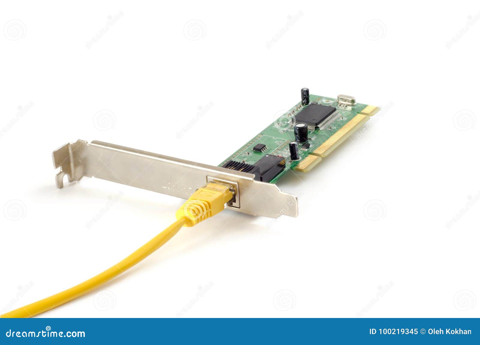 Tarjeta De LAN Network Con El Conector RJ45 Imagen de archivo Imagen