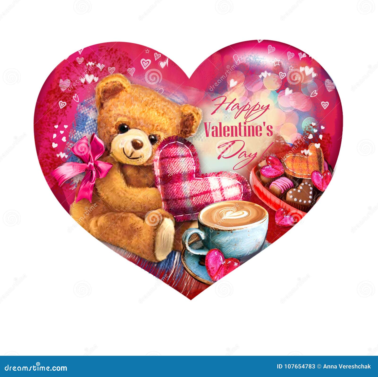 Feliz día de San Valentín Osos de peluche con amor corazones