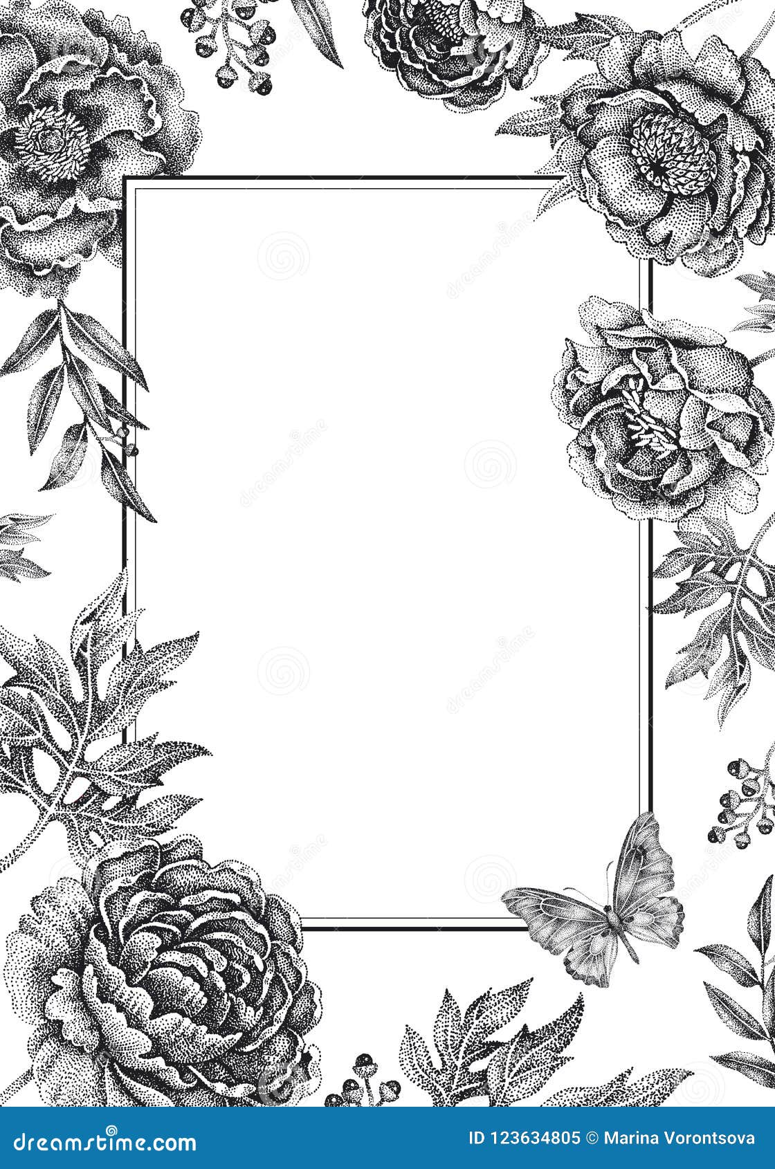 Tarjetas De Las Plantillas De Las Invitaciones De La Boda Con Las Peonías  De Las Flores, Rosas Ilustración del Vector - Ilustración de hojas,  ramificaciones: 123634805