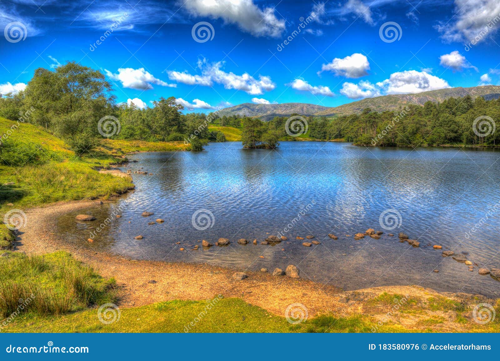 Tarn Hows the Lake District Near Hawkshead with Trees in Colourful HDR ...