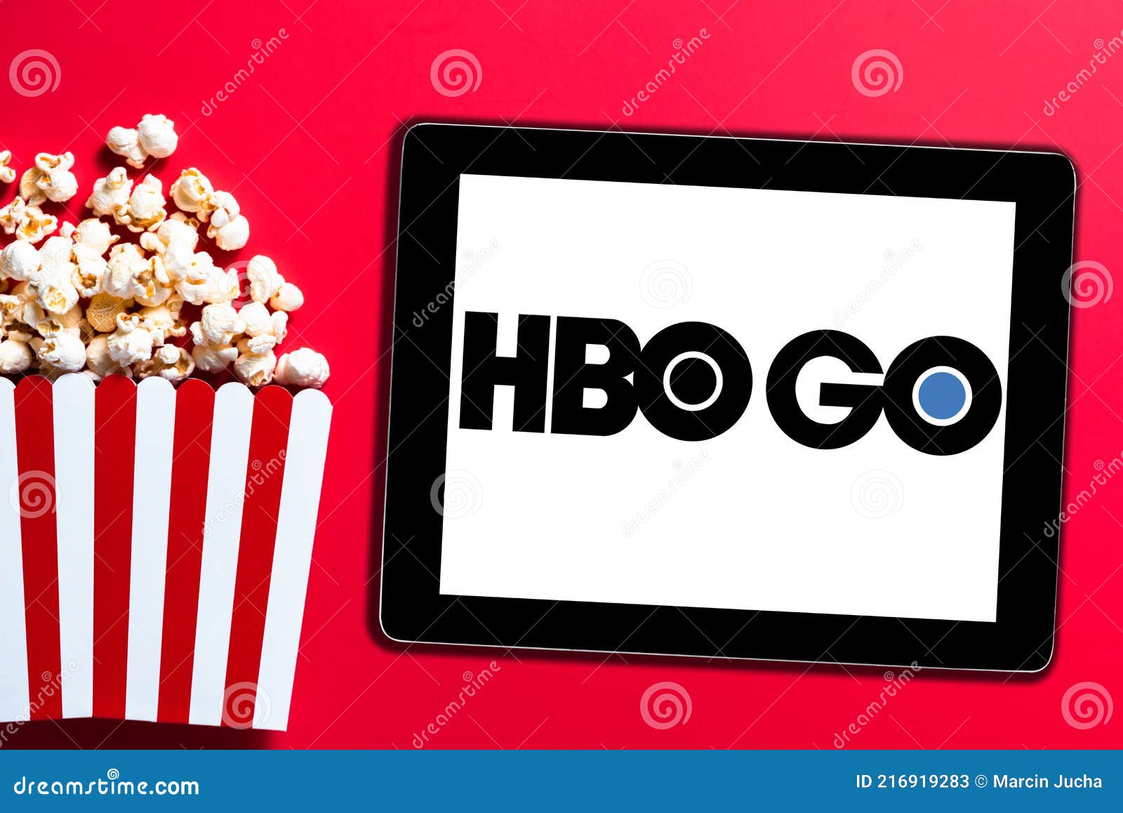 TARNOW POLAND APRIL 2021 HBO GO Logo on Tablet Display