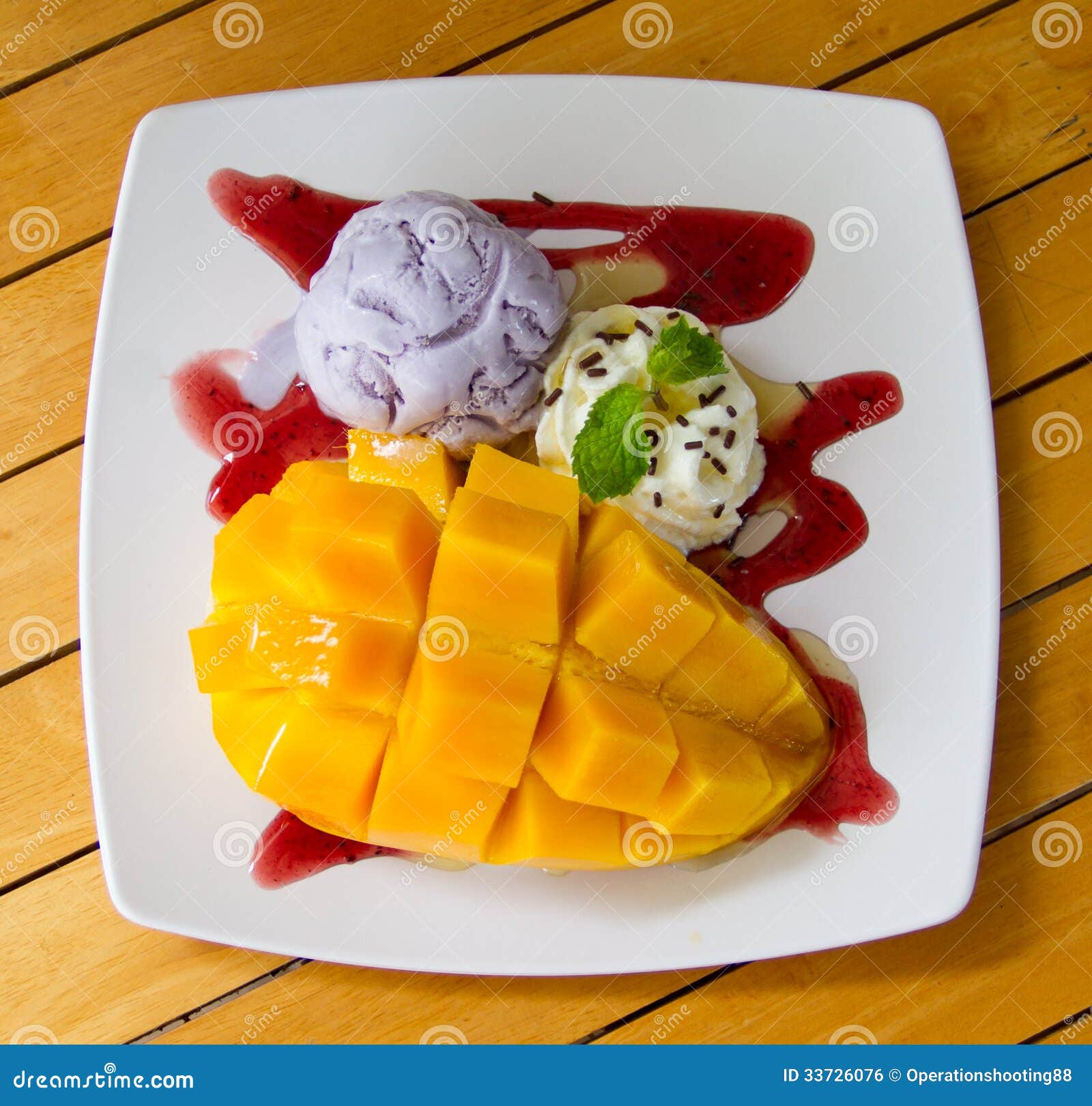 Taro Ice Cream with Ripe Mango Stock Photo - Image of nature, fruit ...