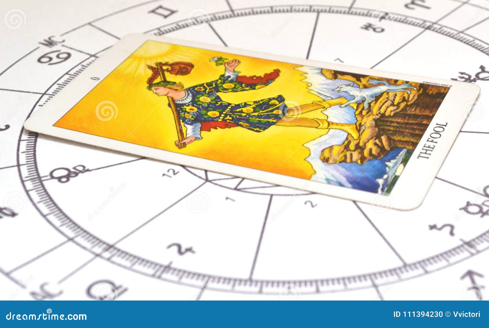 Tarock Und Astrologie Dummkopfkarte Auf Einem Astro Diagramm Stockfoto Bild Von Astrologie Dummkopf