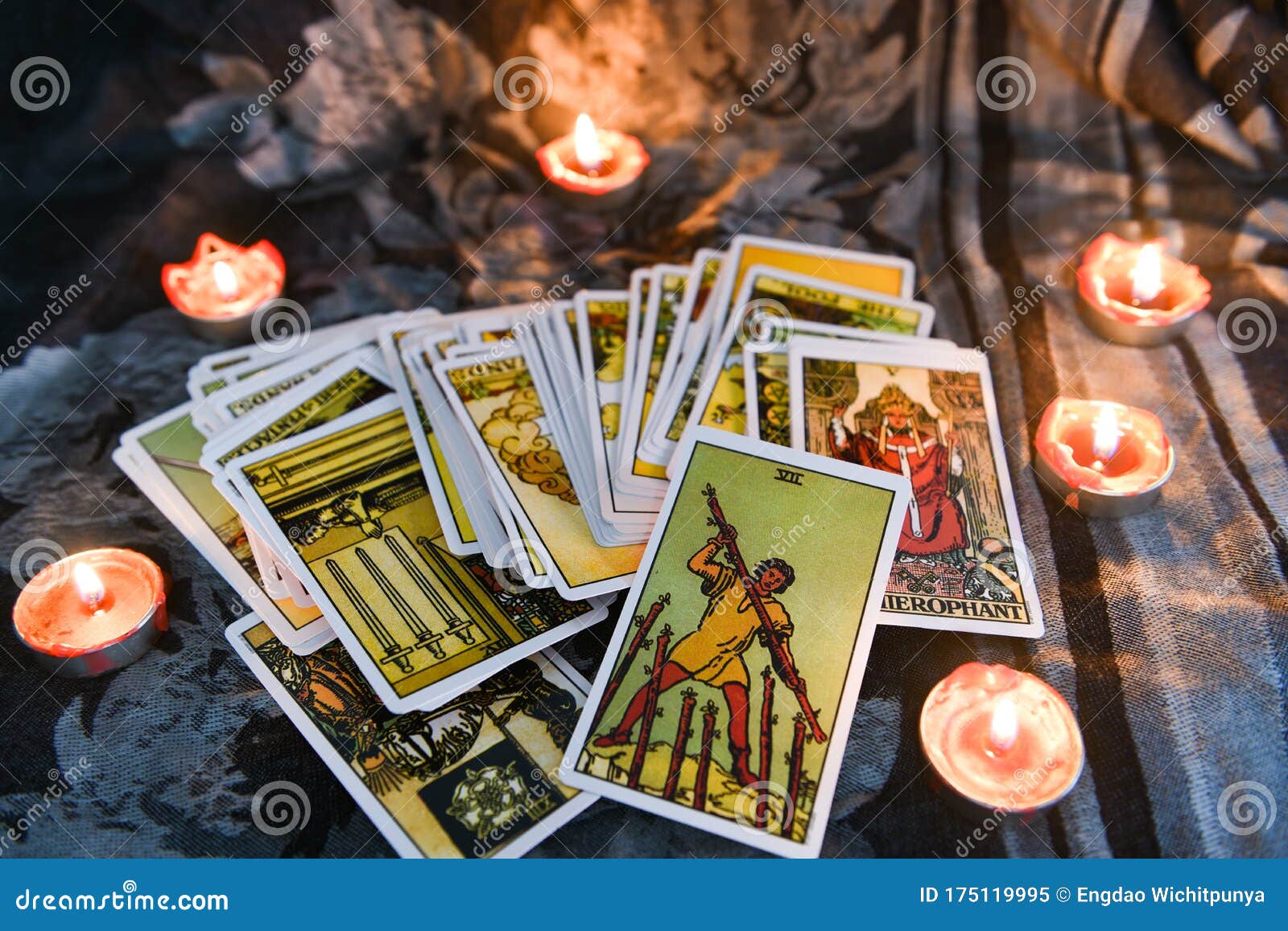 Tarot Card with Candlelight on the Darkness Background for Astrology Occult  Magic Illustration - Magic Spiritual Horoscopes and Editorial Image - Image  of calendar, dark: 175119995