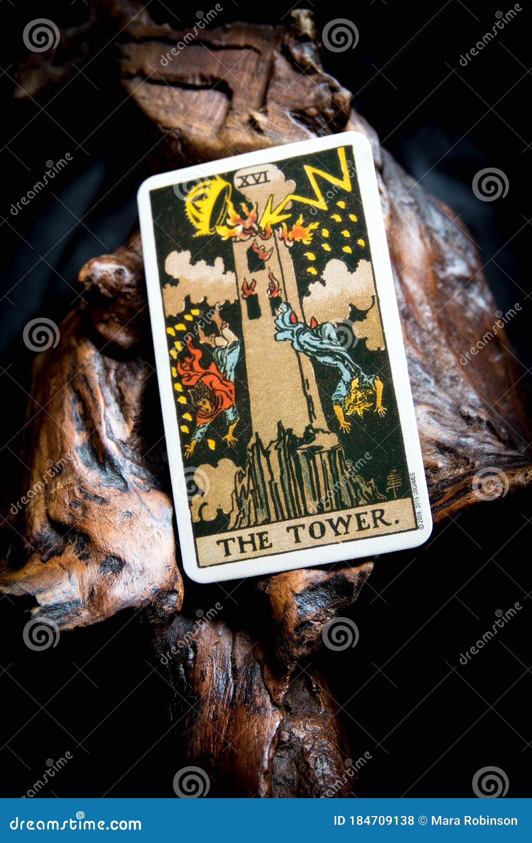 The Tower Tarot Card on Dark Background. Editorial Stock Photo - Image of  building, deck: 184709138