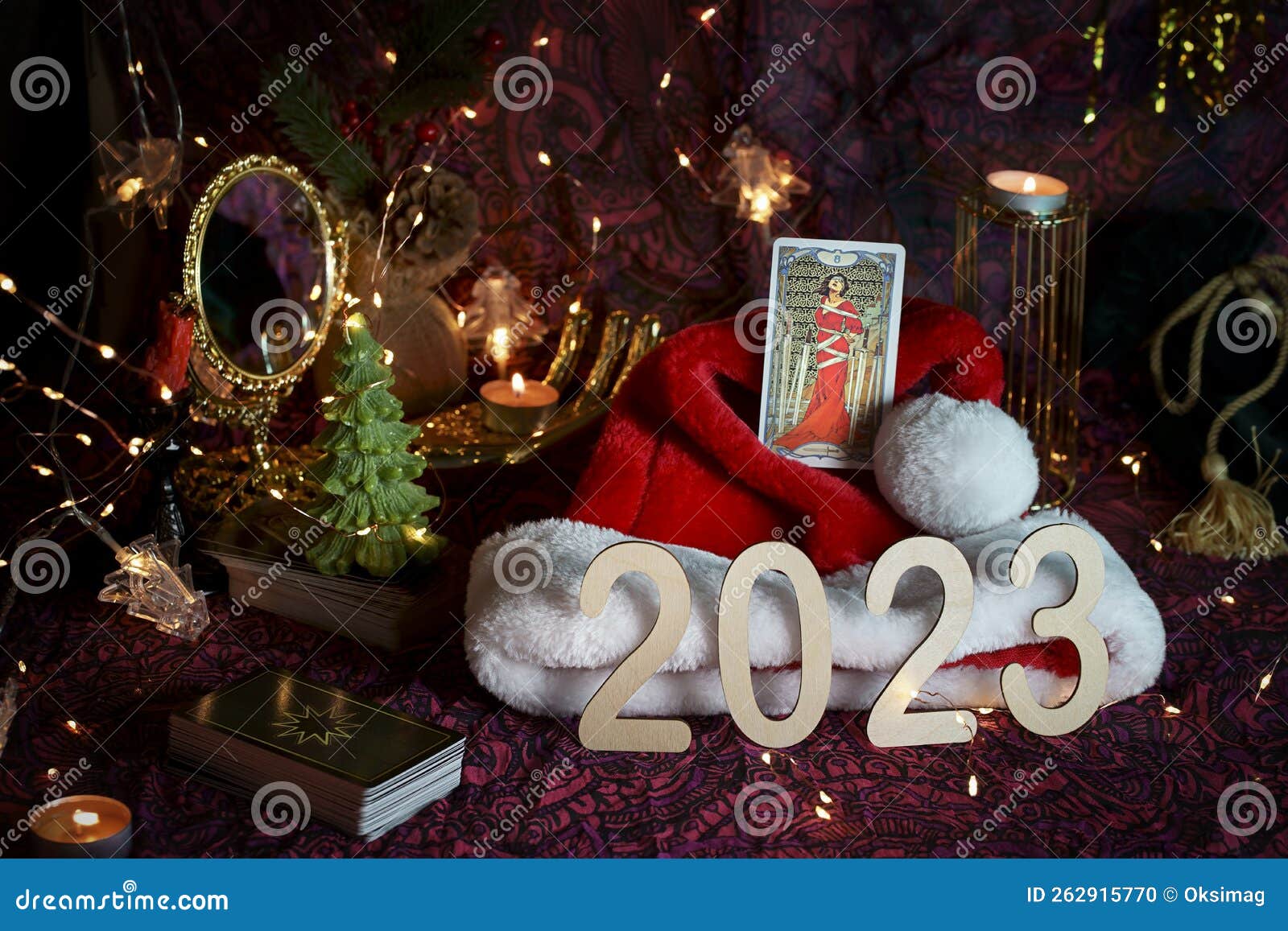 Tarot Card Reading at Christmas Stock Photo - Image of cartomancy