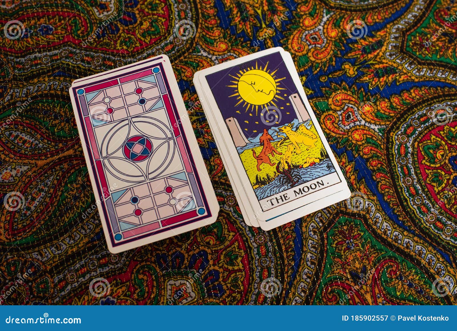 Tarot Cards. Magic. Divination. the Moon. Stock Image Image of