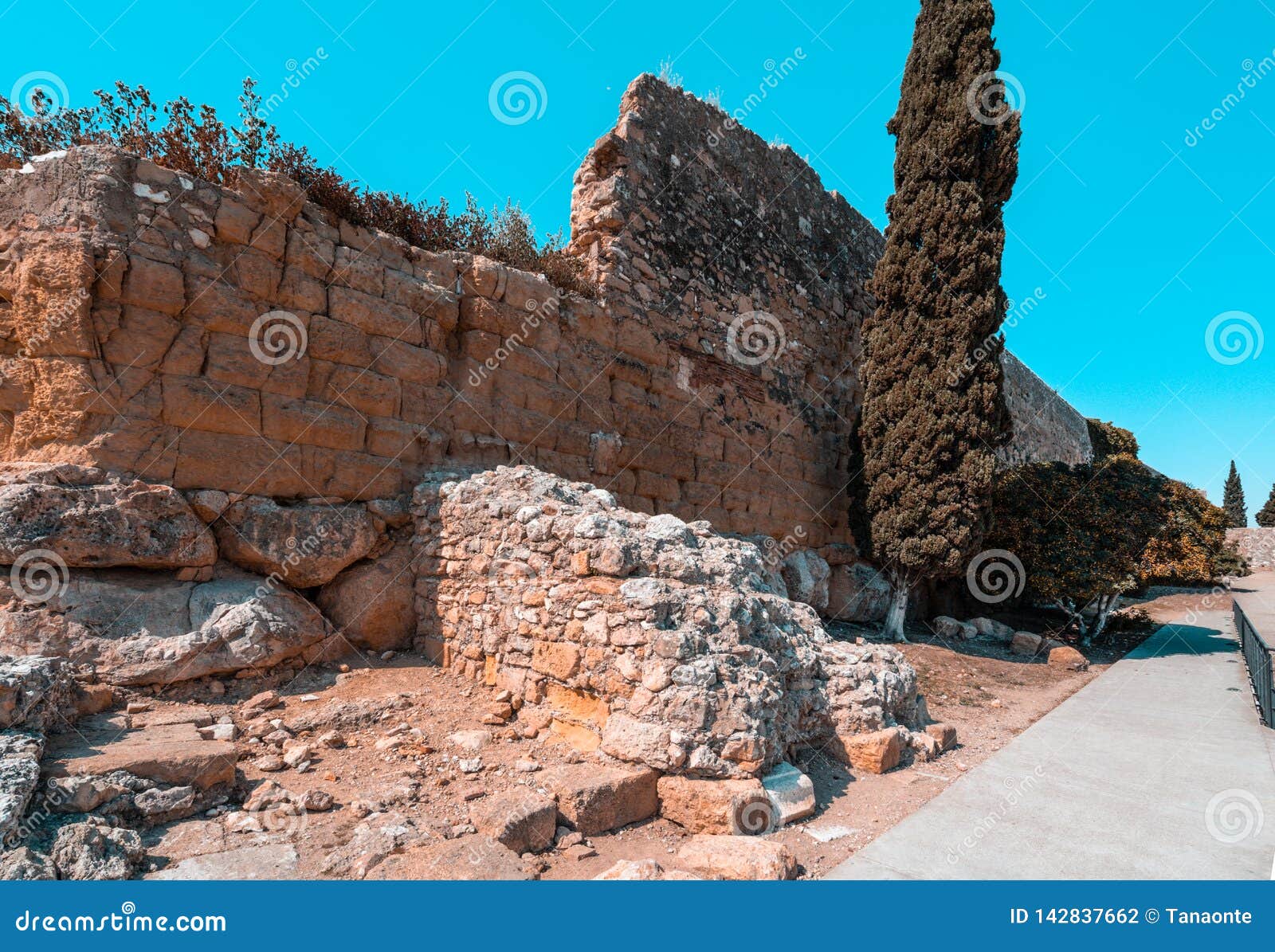 roman walls ruins of ancient imperial tarraco in tarragona