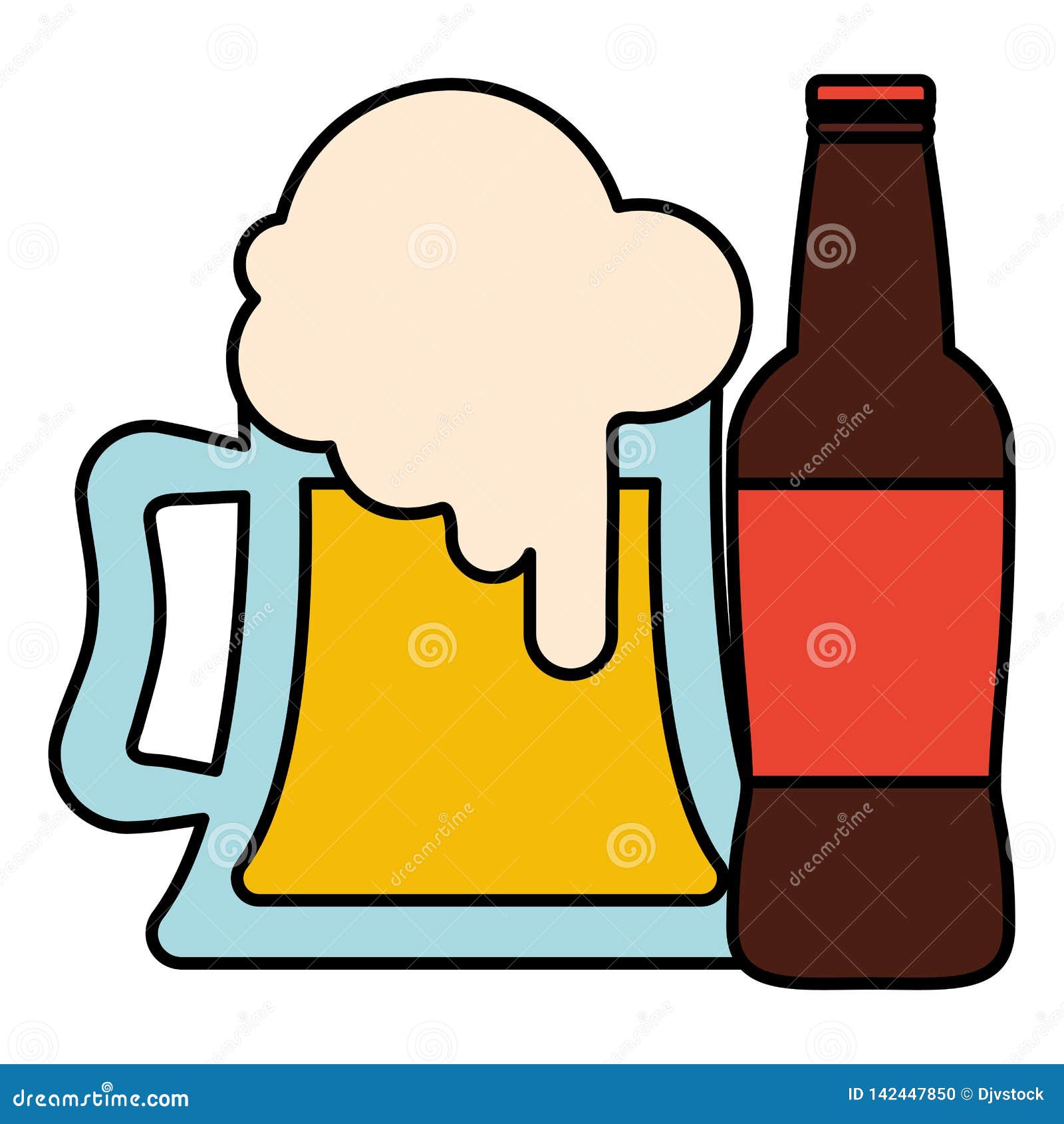 Tarro De La Cerveza Con La Botella Ilustración del Vector - Ilustración de  francés, alcohol: 142447850