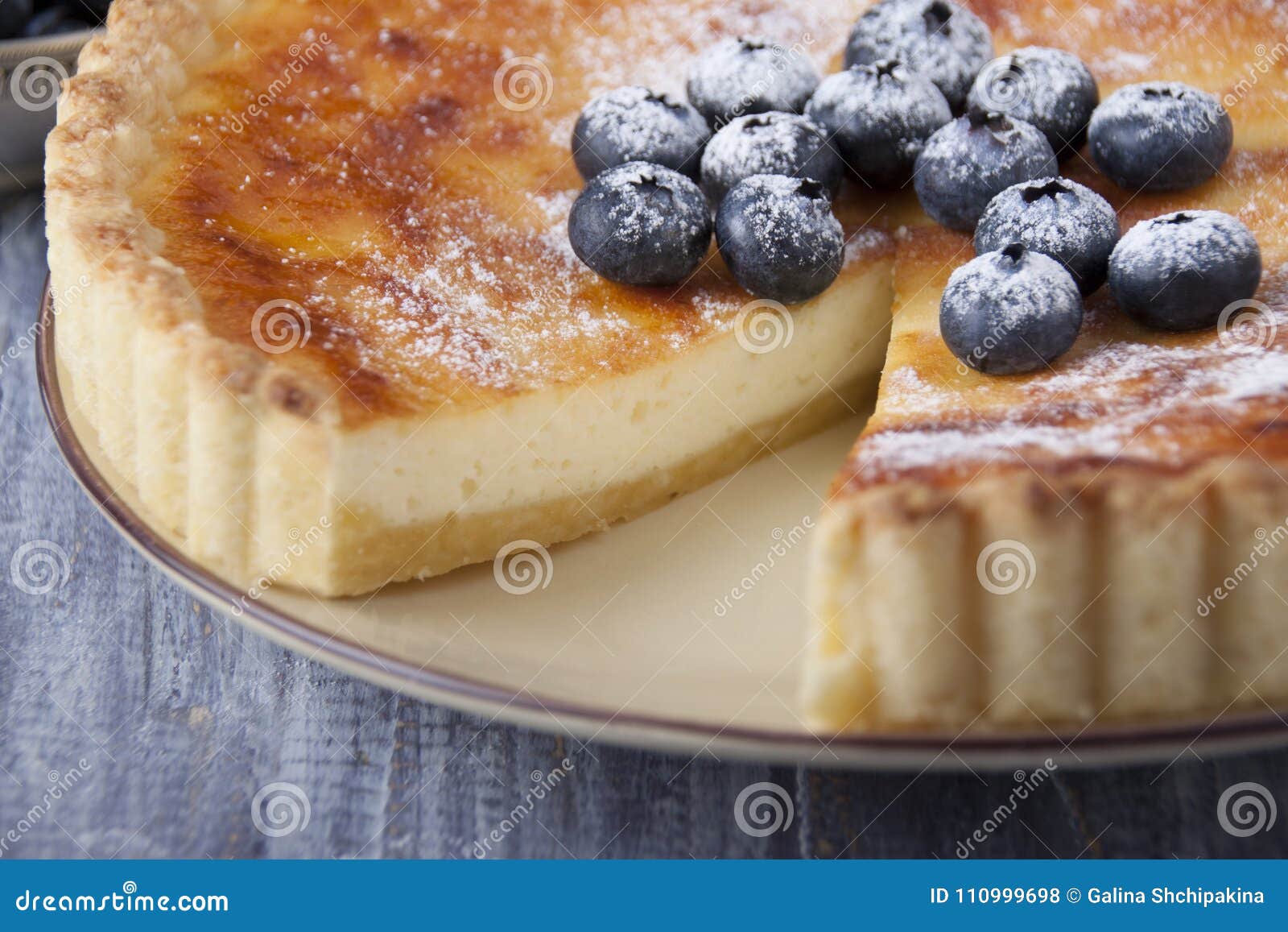 Tart With Cottage Cheese And Blueberries Stock Photo Image Of