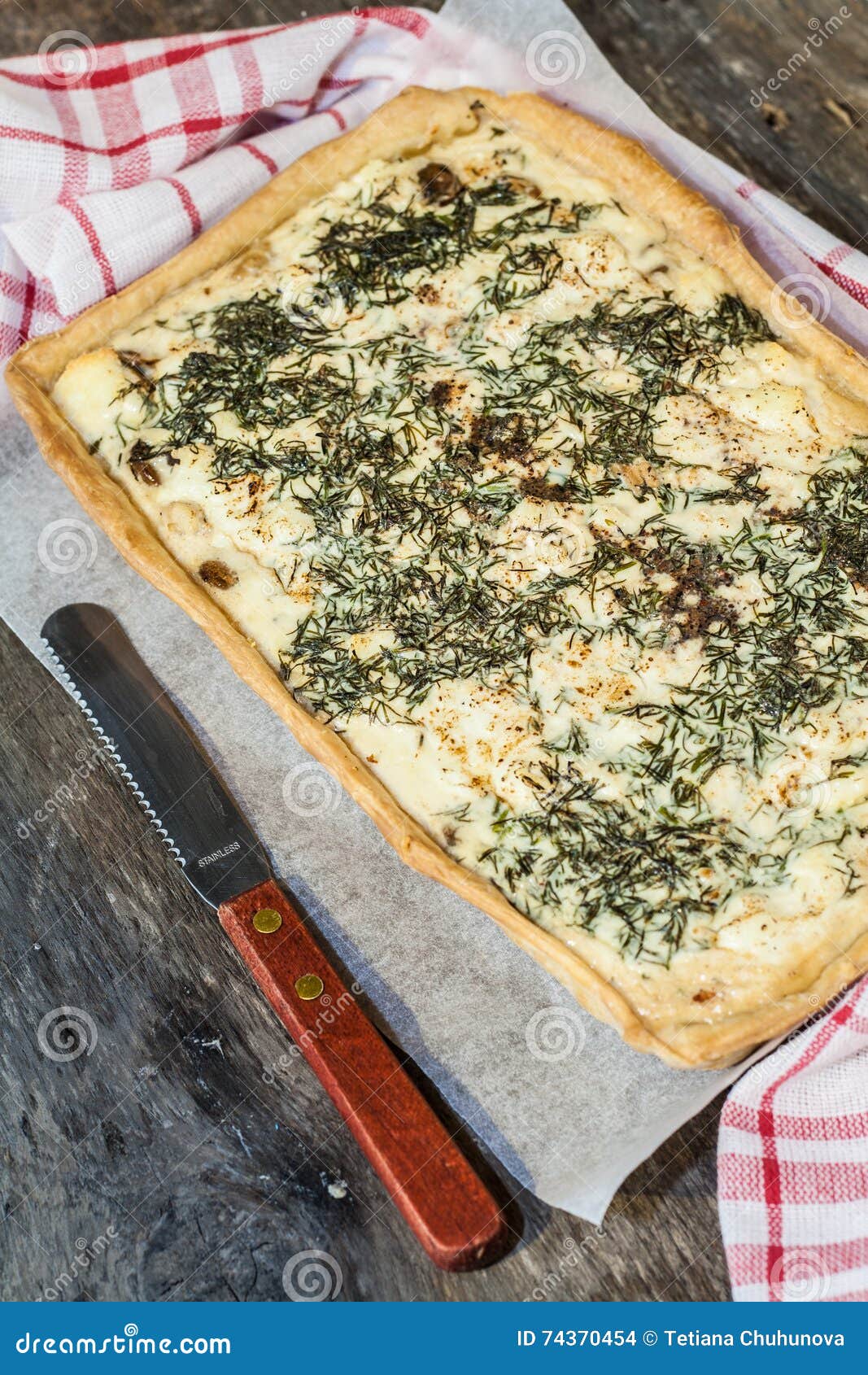 Tartflan with Mushrooms, Herbs and Cheese Stock Photo Image of