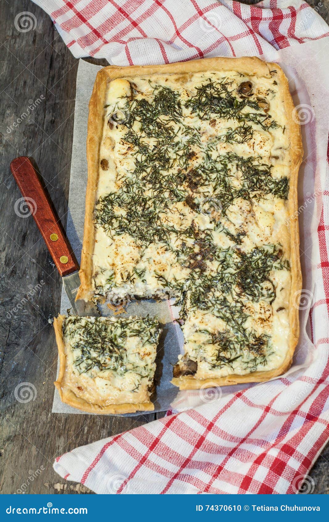 Tartflan with Mushrooms, Herbs and Cheese Stock Photo Image of lunch