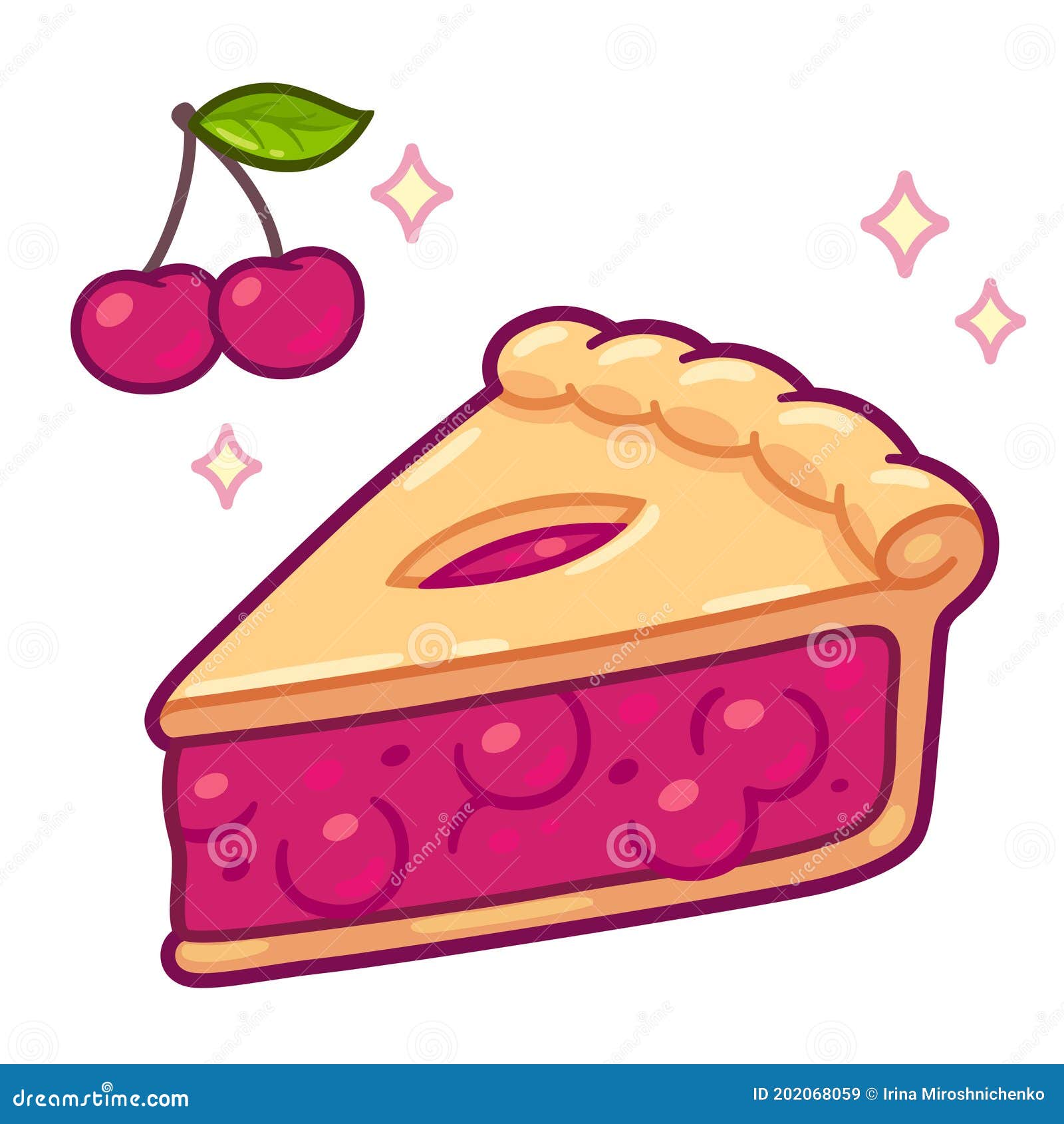 Tarta De Cerezo De Dibujos Animados Ilustración del Vector - Ilustración de  garabato, relleno: 202068059