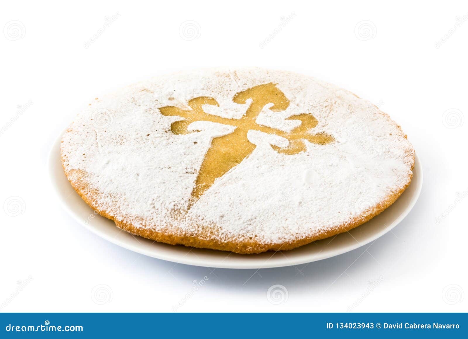 tarta de santiago. traditional almond cake from santiago in spain