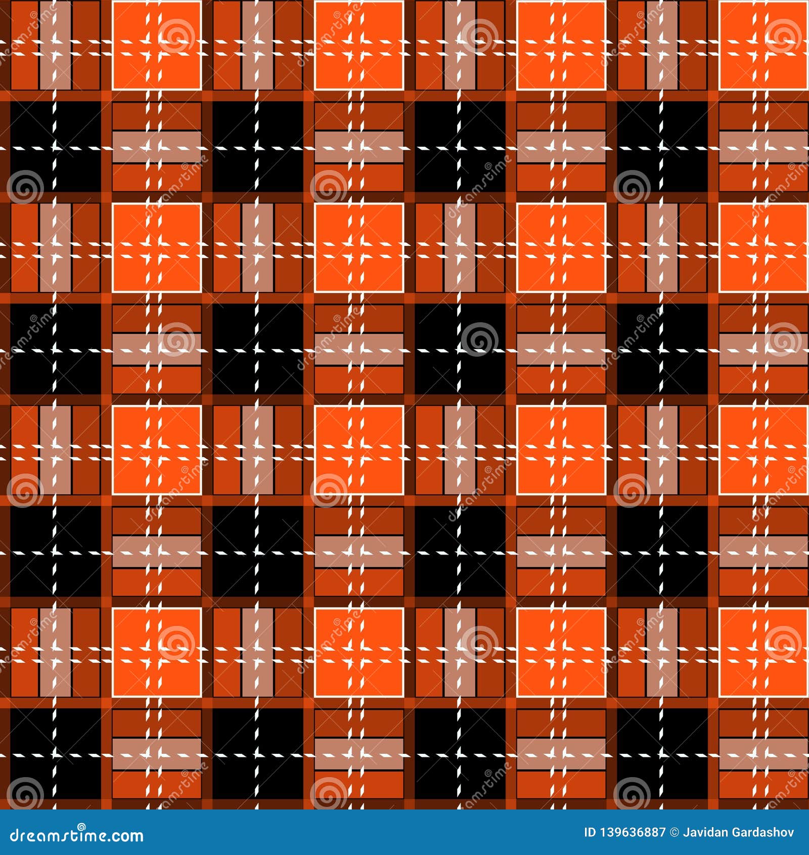 Tartan Orange Pattern. Seamless Background in Warm Autumn Color Stock