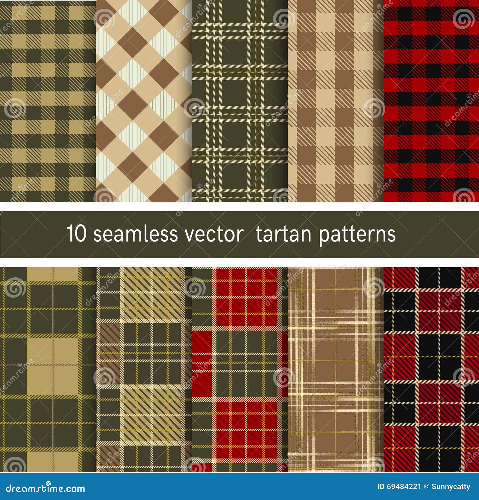 Tartan Seamless Plaid Pattern Collection. Vector Background Set. Stock ...