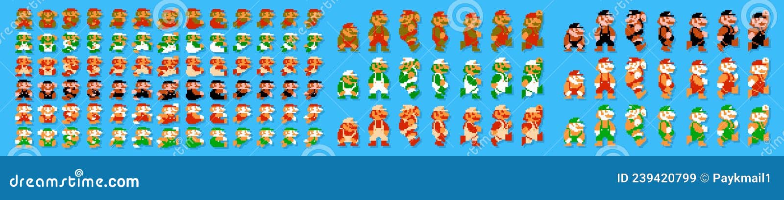 Tashkent Uzbekistan November 9 2020 Super Mario World Pixelated Retro Game.  Conjunto De Caracteres Máricos De Poses Foto Editorial - Ilustração de  colheita, sinal: 202502461