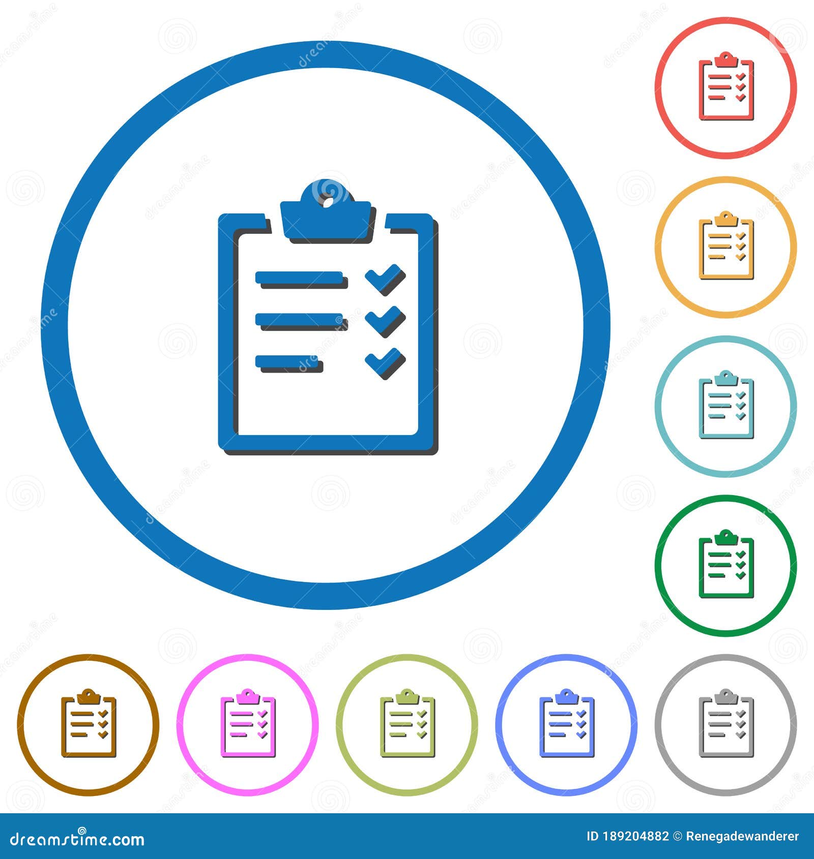task list icons with shadows and outlines