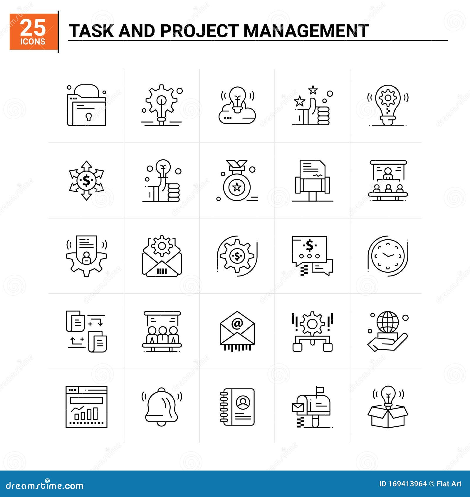 25 Task And Project Management Icon Set Vector Background Stock Vector
