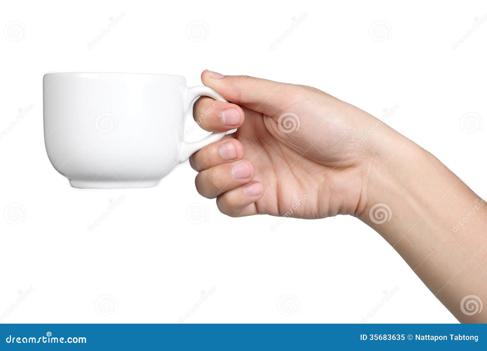 Tasse De Café De Prise De Posture De Signe De Main D'isolement Image stock  - Image du type, ongle: 35683635