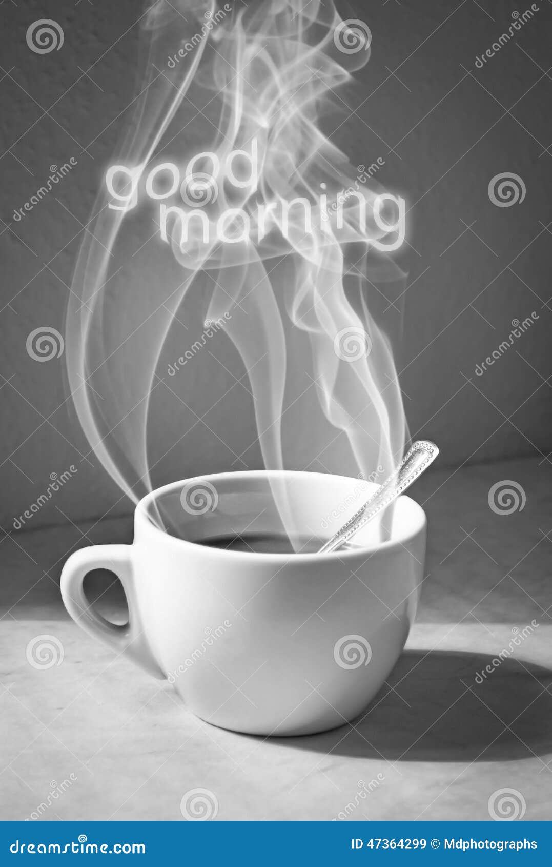 Tasse Kaffee Mit Dampf Und Text Des Guten Morgens 