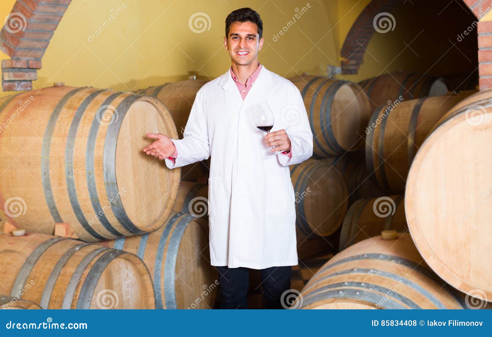 Taster of Winery Posing with Wine Stock Photo Image of adult