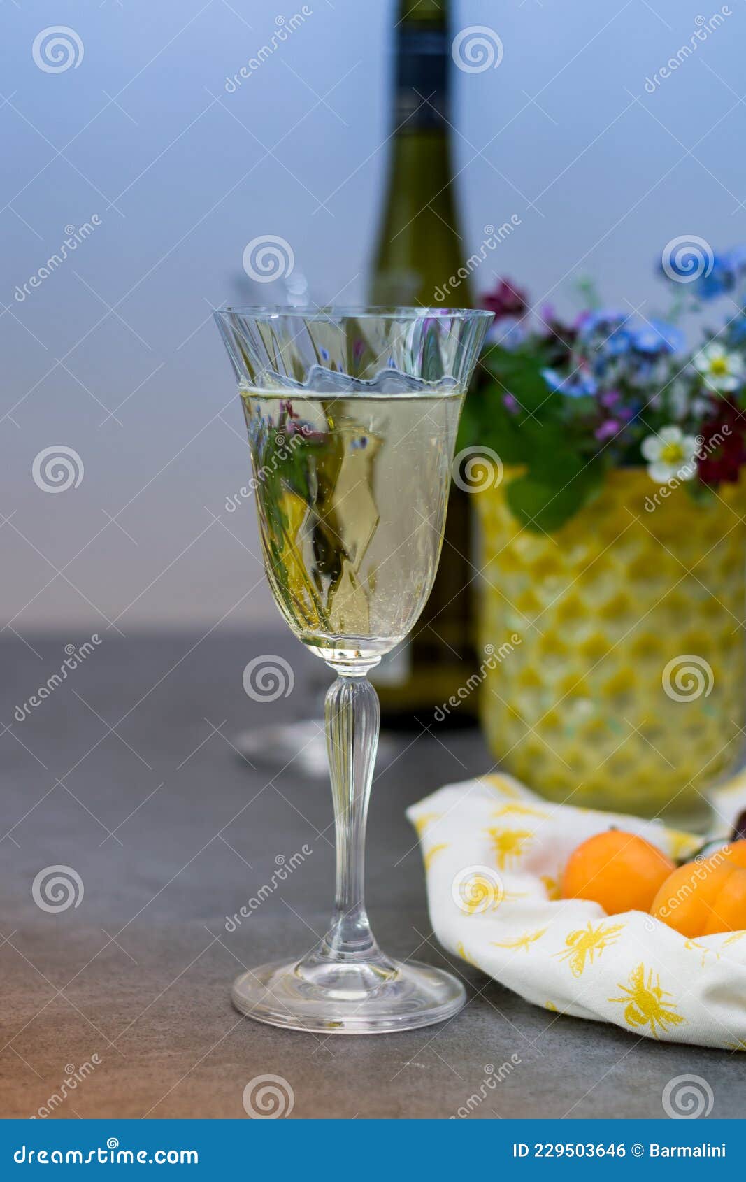 Tasting of White Dry German Riesling from Mosel River Valley Stock