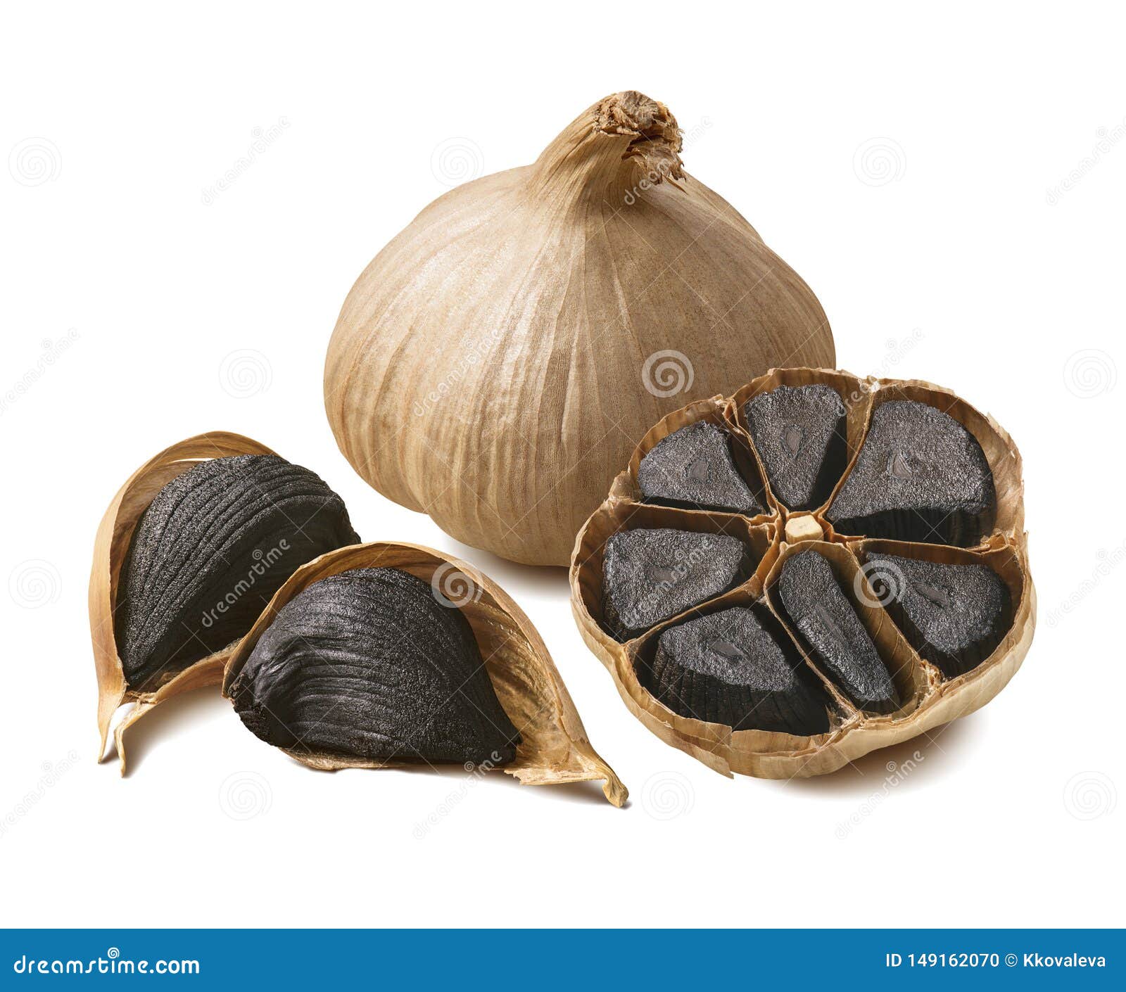 tasty black garlic  on white background