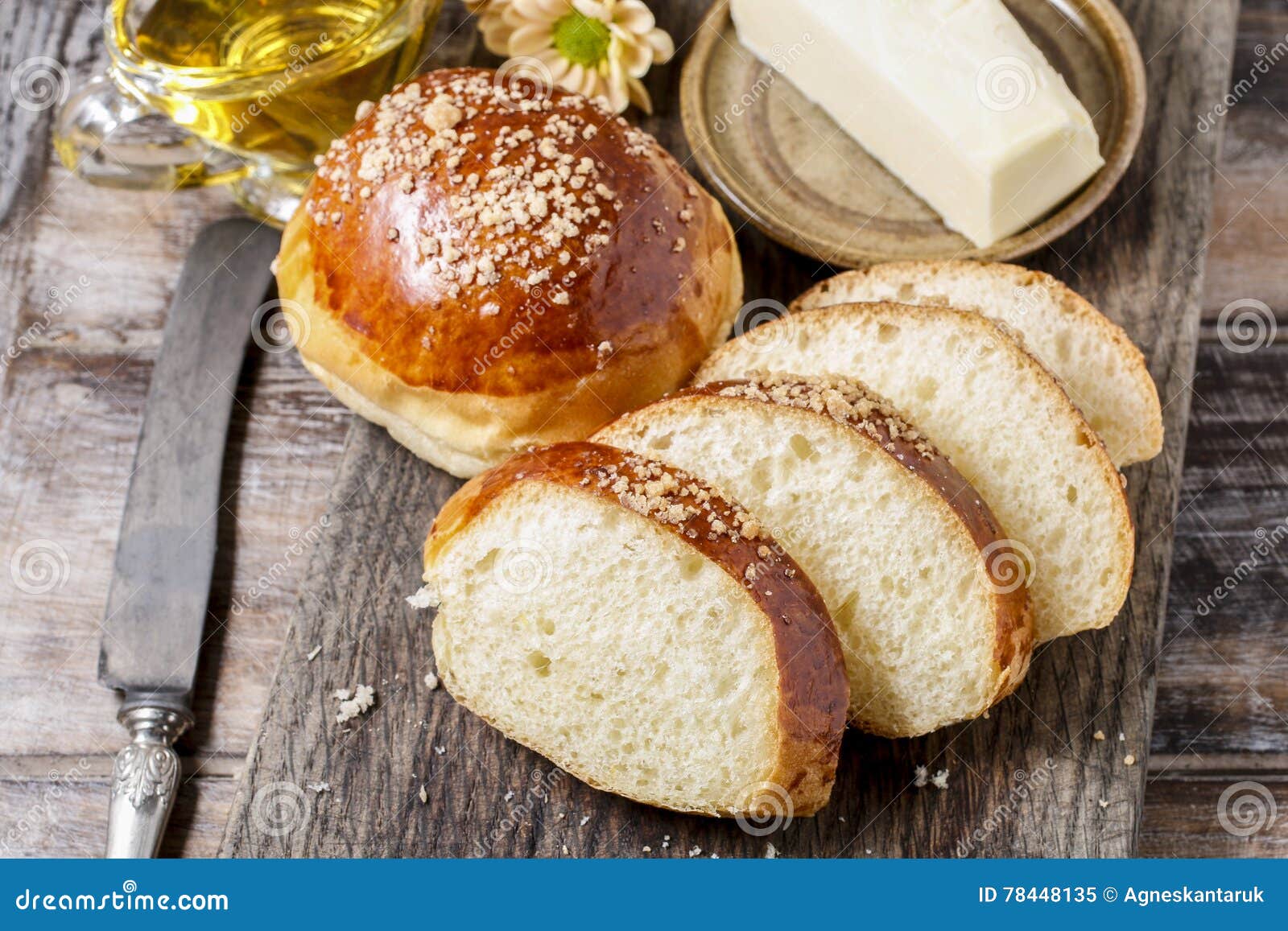 Tasty Breakfast: Sweet Homemade Buns Stock Image - Image of golden