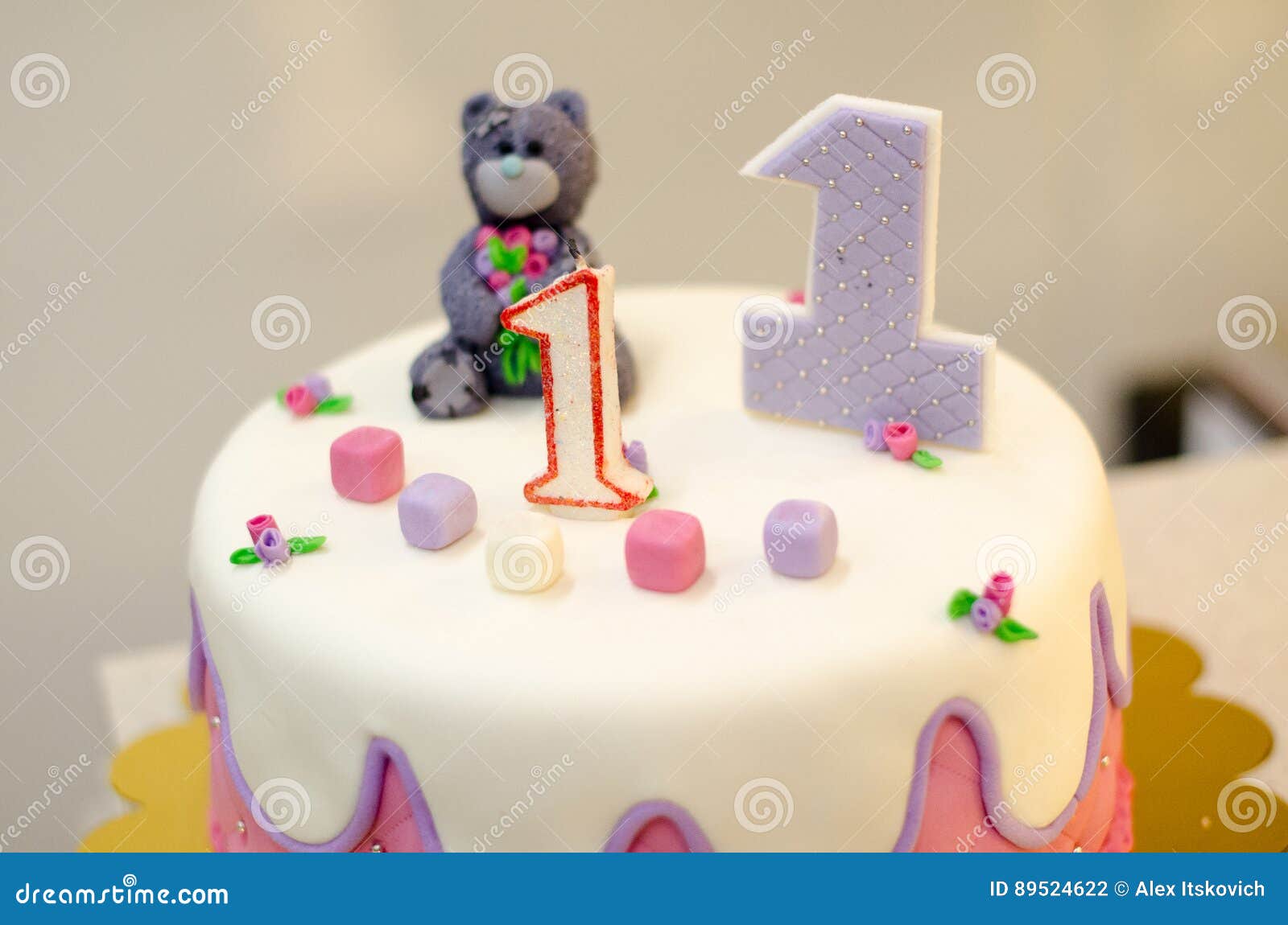Tasty Cake for One Year Old Baby Stock Photo Image of festive, green