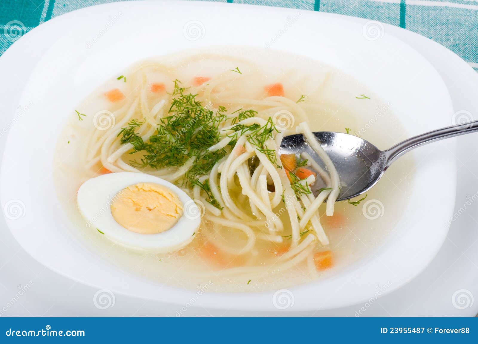 Tasty Chicken Clear Soup with Egg Stock Image Image of dill, roasted