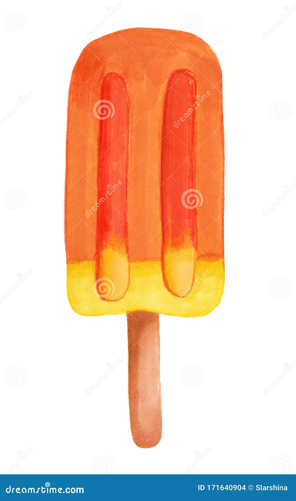 Tasty Colored Fruit Ice on a Stick Isolated on White Background. Hand Drawn  Realistic Ice Cream Illustration Stock Photo - Image of chocolate, icon:  171640904
