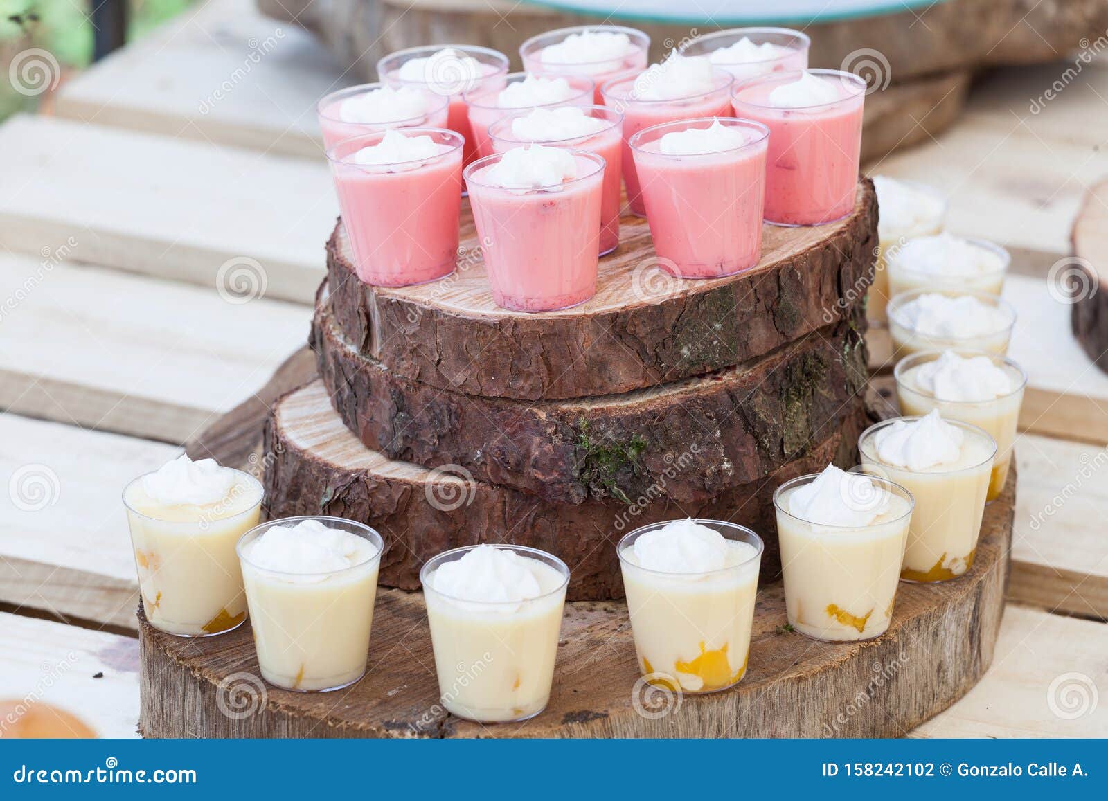 Tasty Creamy Mini Desserts In Cups Ready For Guests At The Wedding