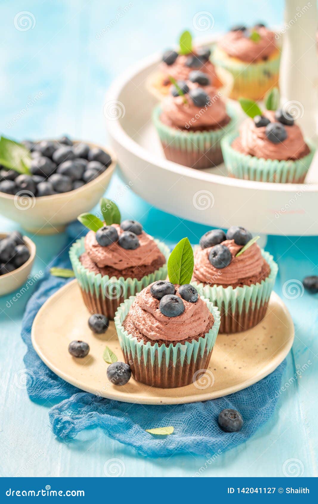 Tasty Cupcake Made of Chocolate Cream and Berries Stock Image Image