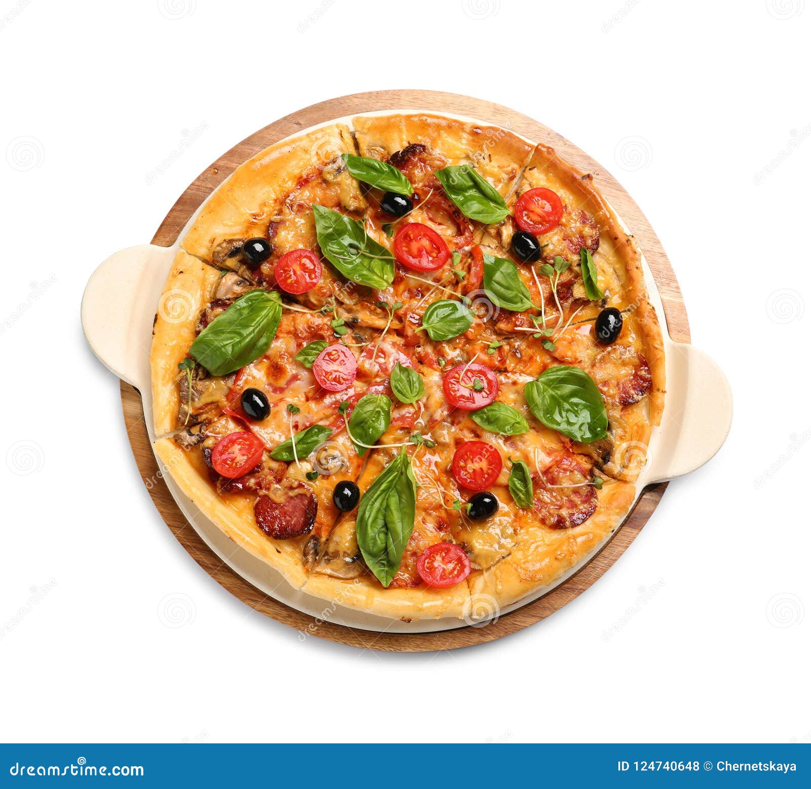 Tasty Fresh Homemade Pizza On White Background Stock Photo - Image of ...