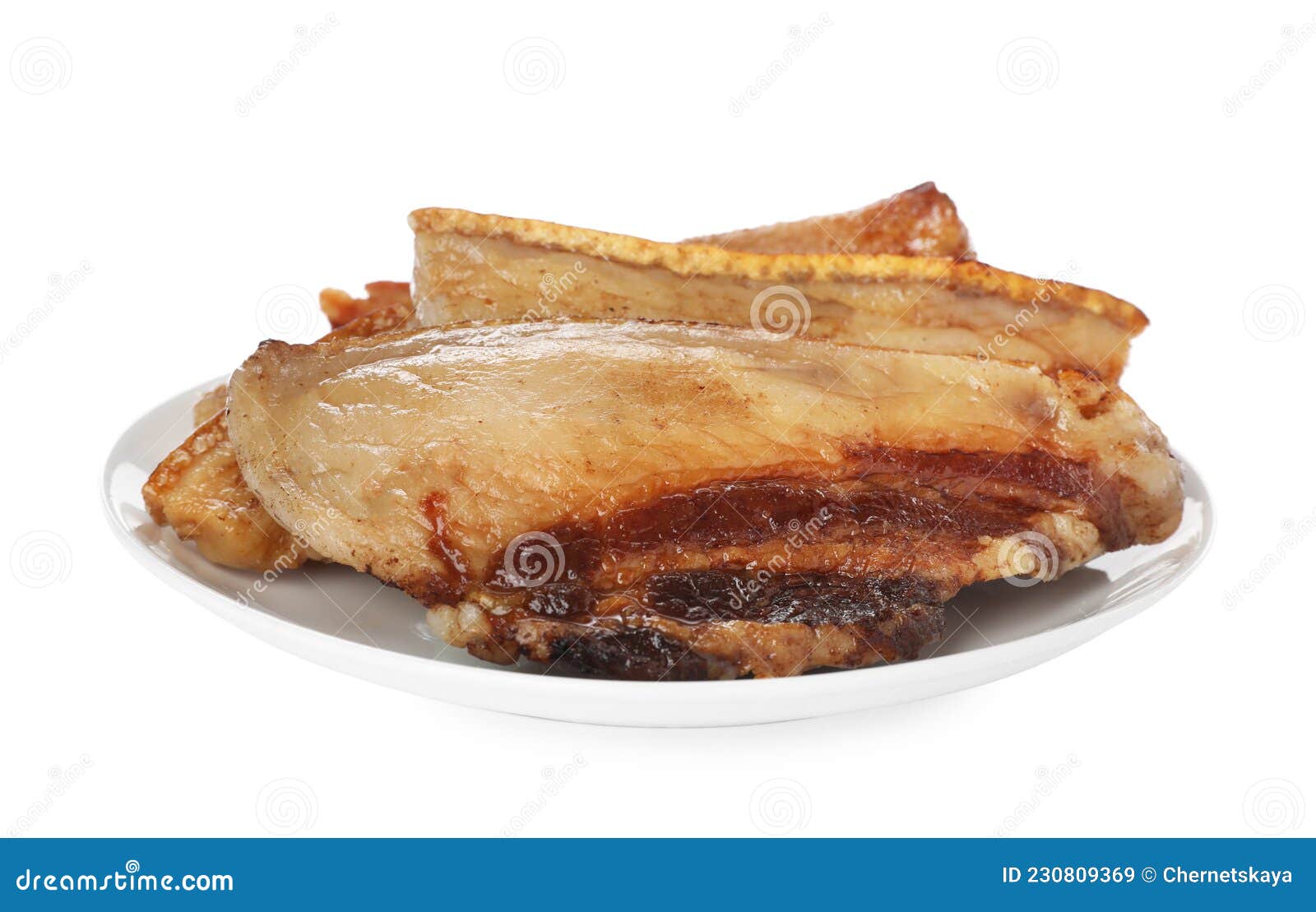 Tasty Fried Pork Lard Isolated on White Stock Image Image of pork