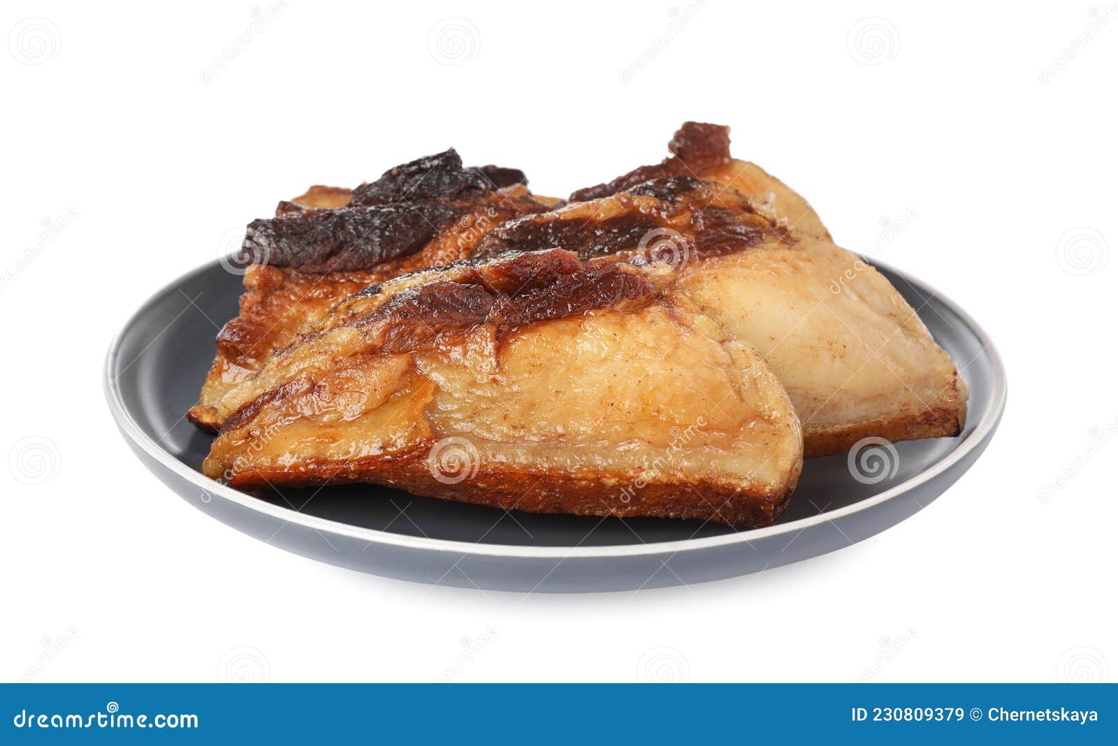 Tasty Fried Pork Lard Isolated on White Stock Image Image of cooking