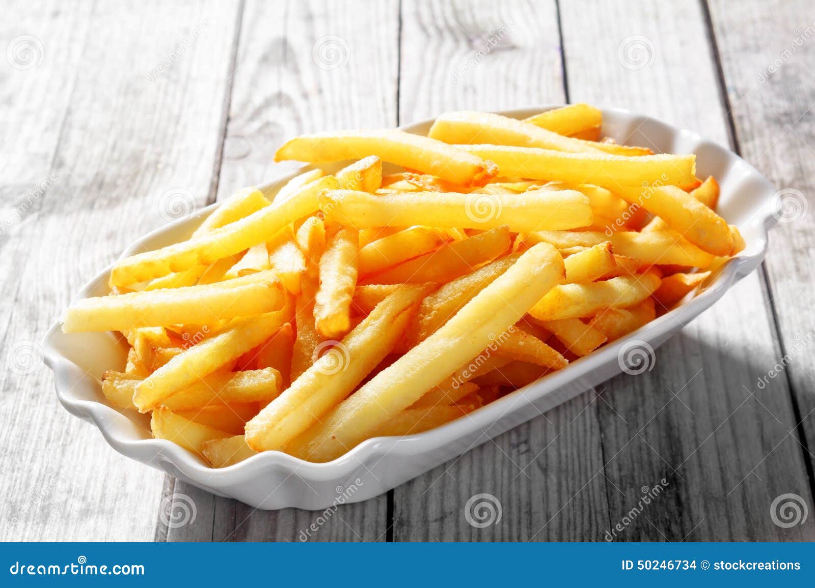 tasty fried potato french fries on white plate