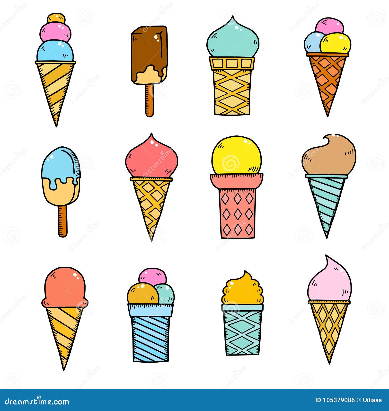 Drawing colored ice cream in the cone free image download