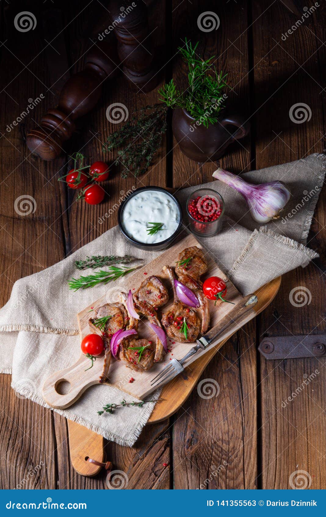 Tasty Lamb Chops with Mint and Rosemary Stock Image Image of dish