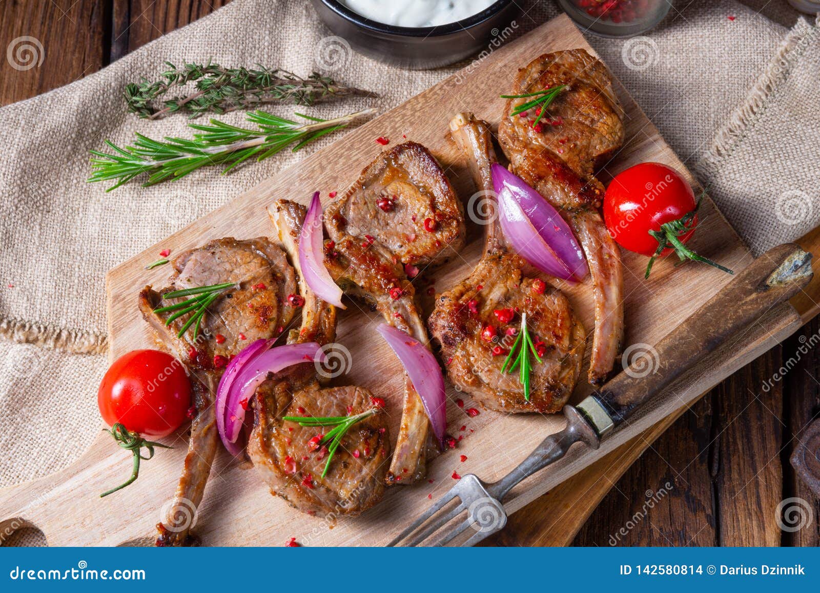 Tasty Lamb Chops with Mint and Rosemary Stock Photo Image of chop
