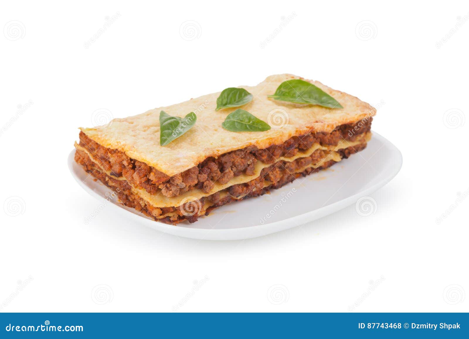 Tasty Lasagna Isolated on a White Background Stock Photo - Image of ...