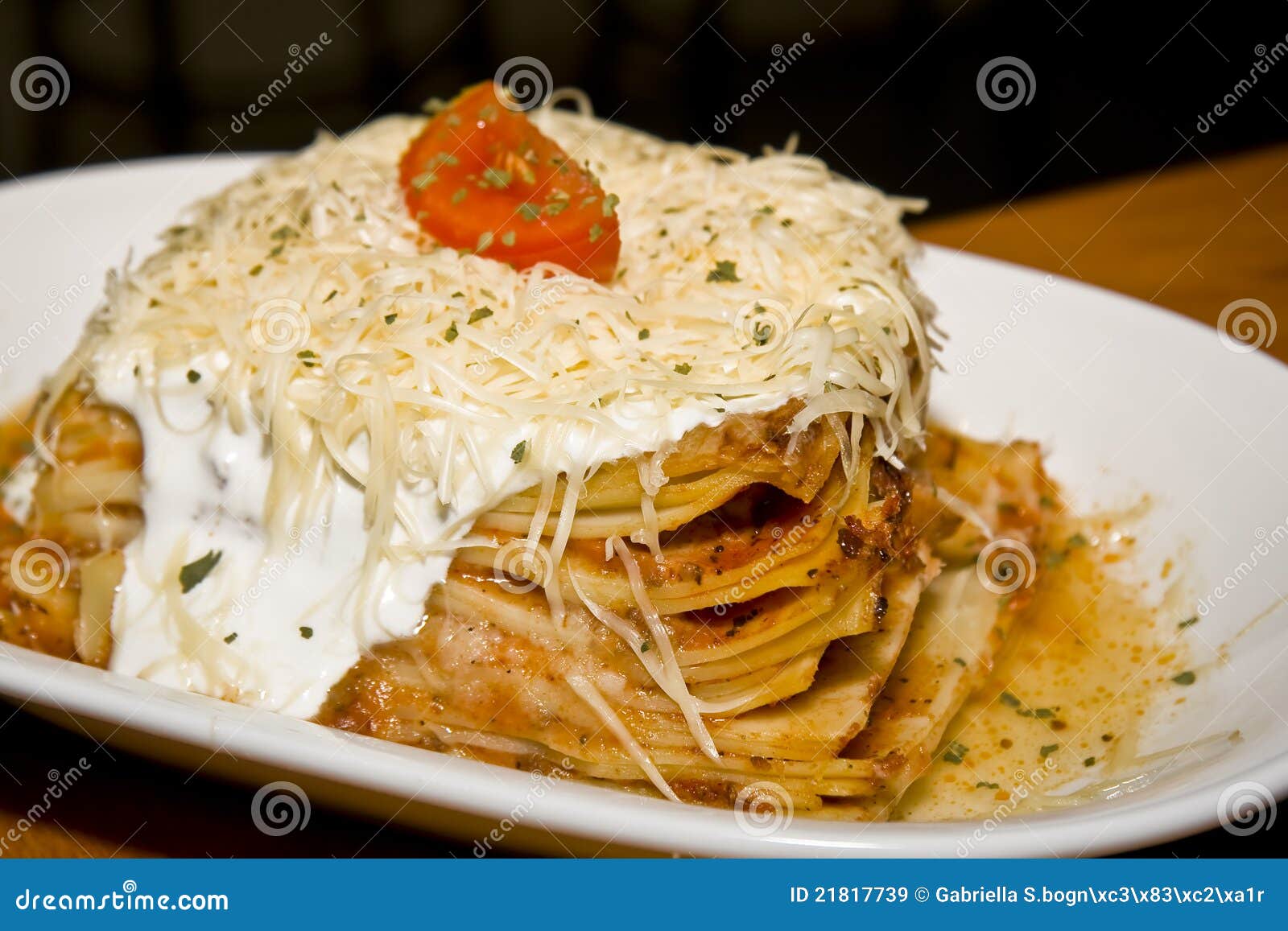 Tasty Lasagna on White Plate Stock Image Image of cook, layered 21817739