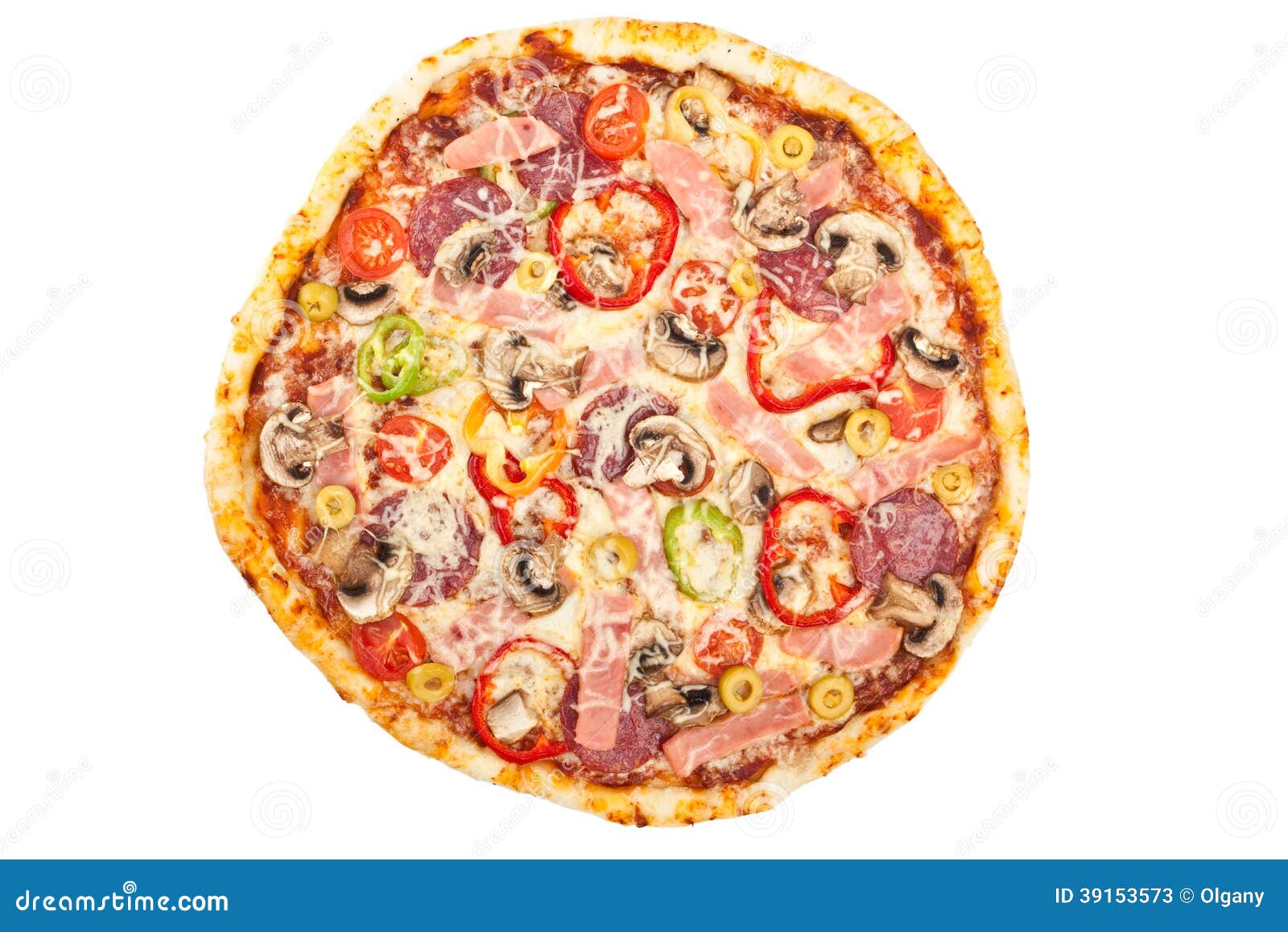 Tasty Mixed Meat and Vegetable Pizza Stock Image Image of olives