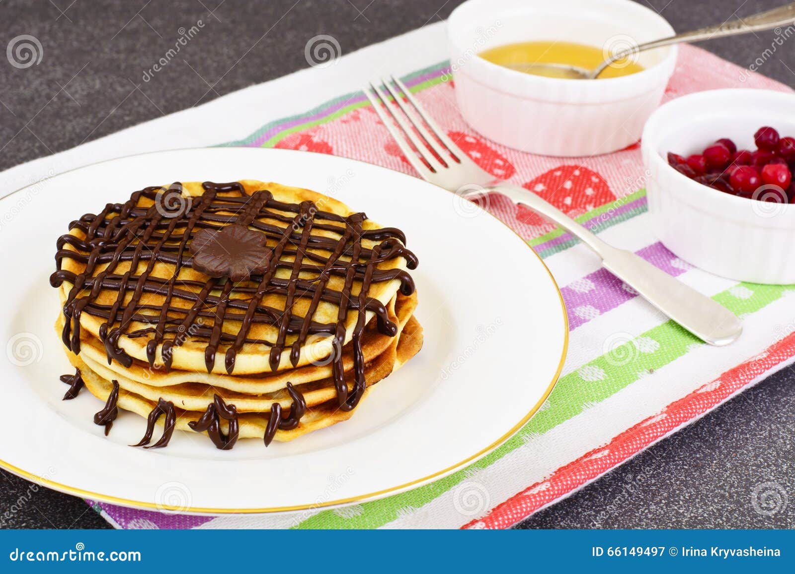 Tasty Pancakes with Chocolate Stack Stock Image - Image of cake ...