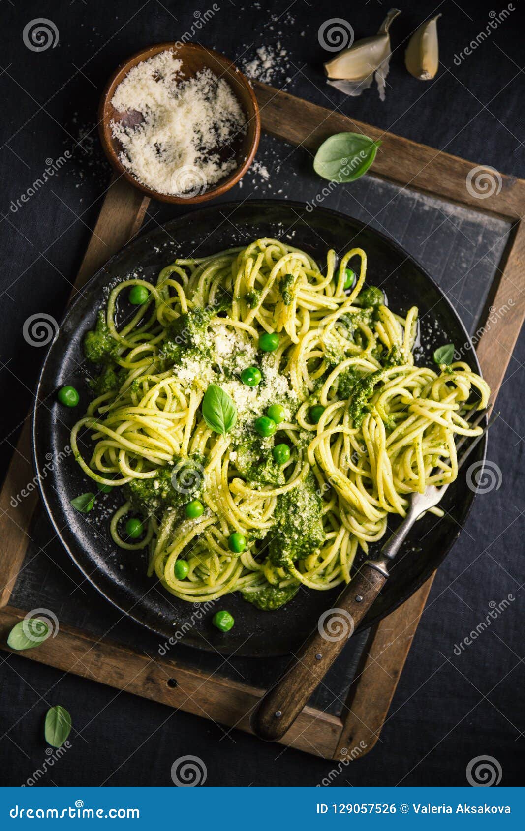 Tasty Pasta with Pesto Served on Plate Stock Photo - Image of italian ...