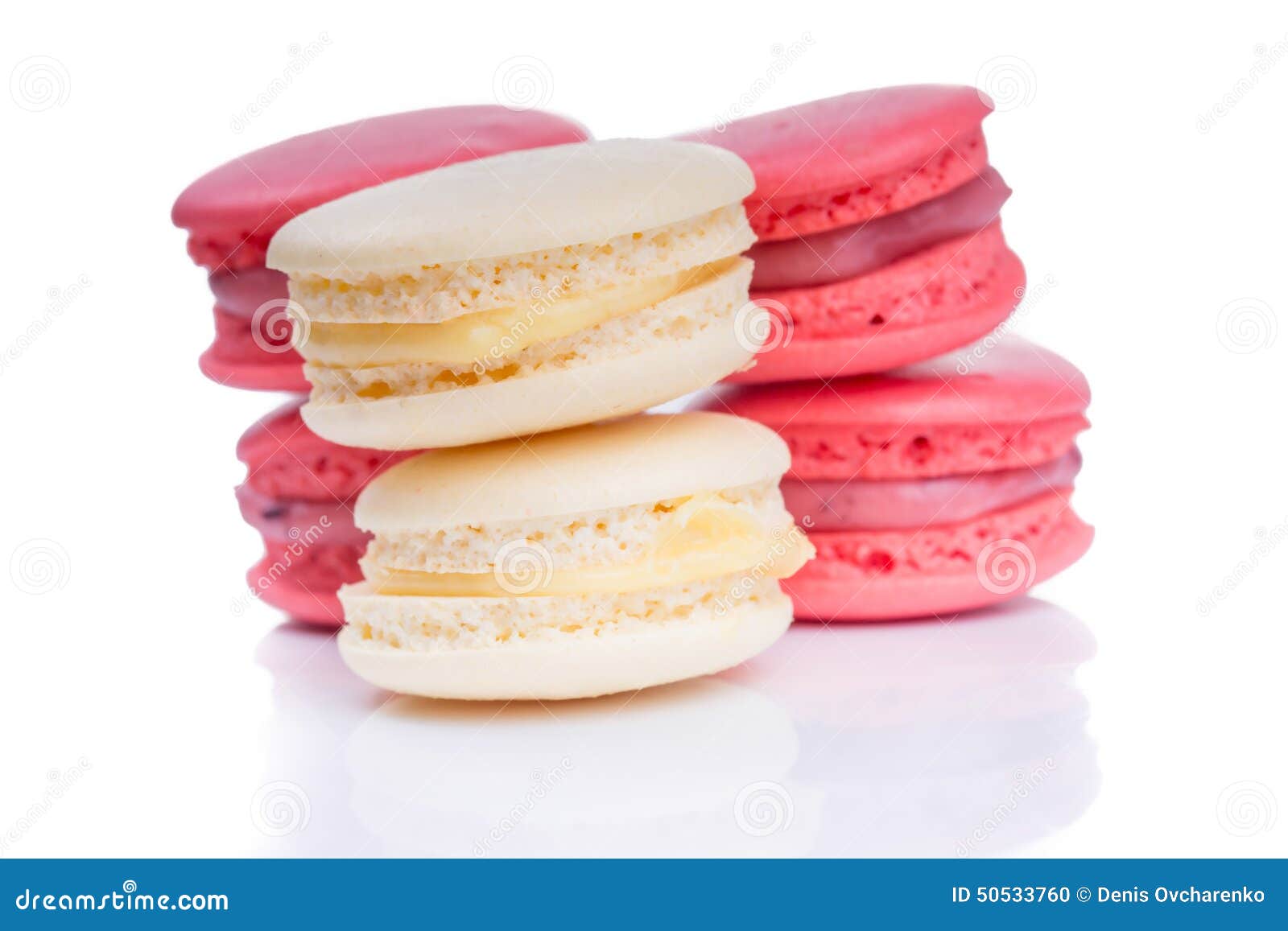 Tasty Red and White Macaroon Close Up Stock Photo - Image of beige ...