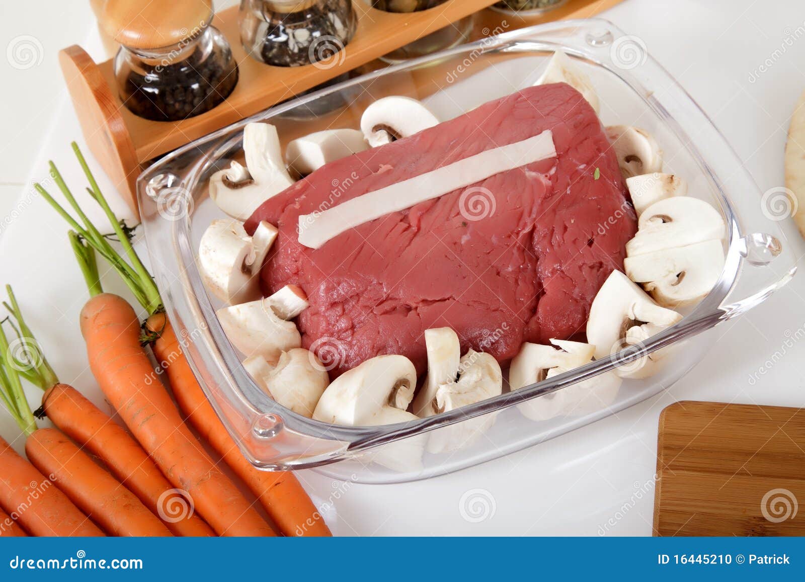 Tasty Roast Beef and Mushroon in a Glassware Stock Photo Image of