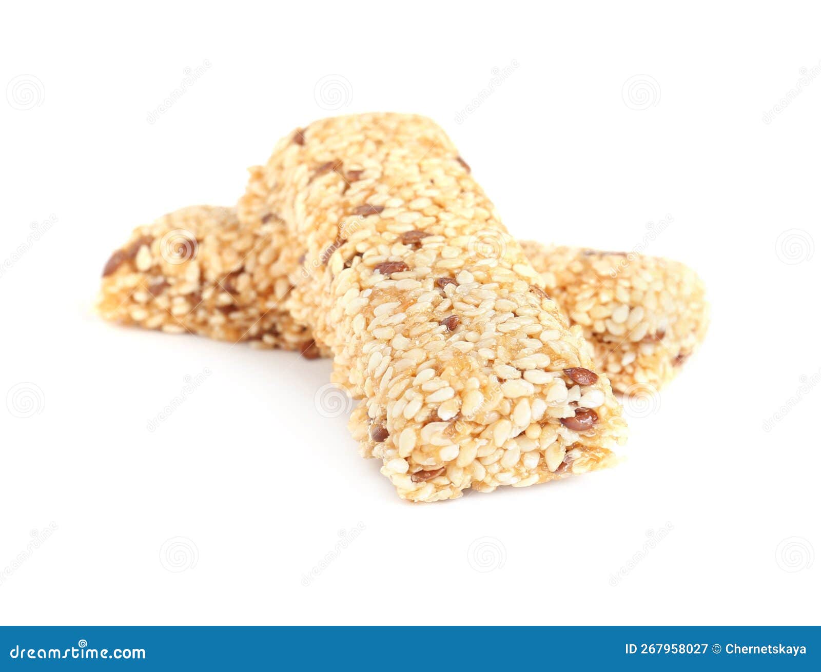 Tasty Sesame Seed Bars Isolated on White Stock Image Image of crunchy